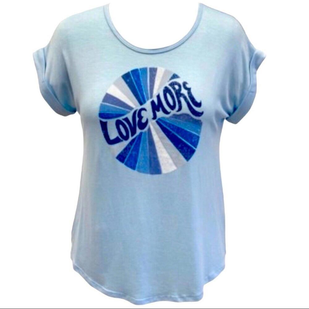 Style & Co XL LOVE MORE retro graphic tee Blue Short Sleeve NWT